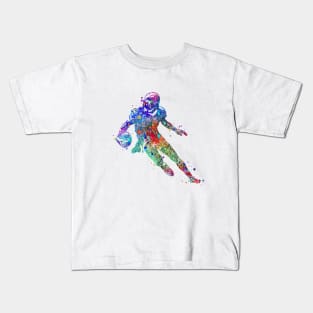 Boy American Football Player Watercolor Silhouette Kids T-Shirt